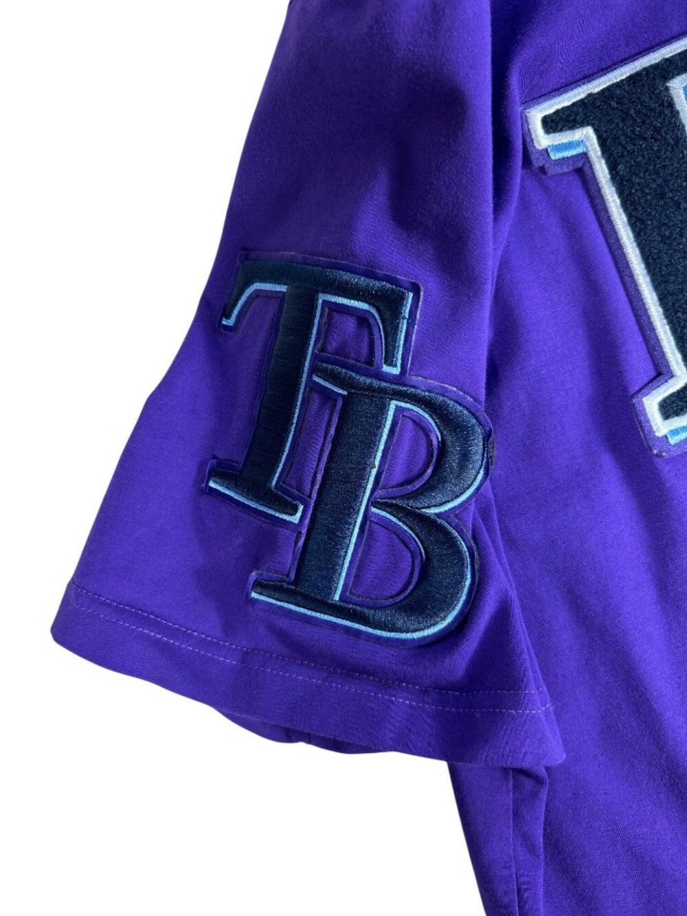 Tampa Bay Rays Pro Standard Embroidered T-Shirt Sz L 25th Anniversary MLB Purple - Picture 4 of 10